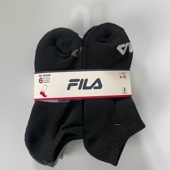 Fila women’s no show socks 6 pairs size 4-10 black gray - Picture 1 of 2
